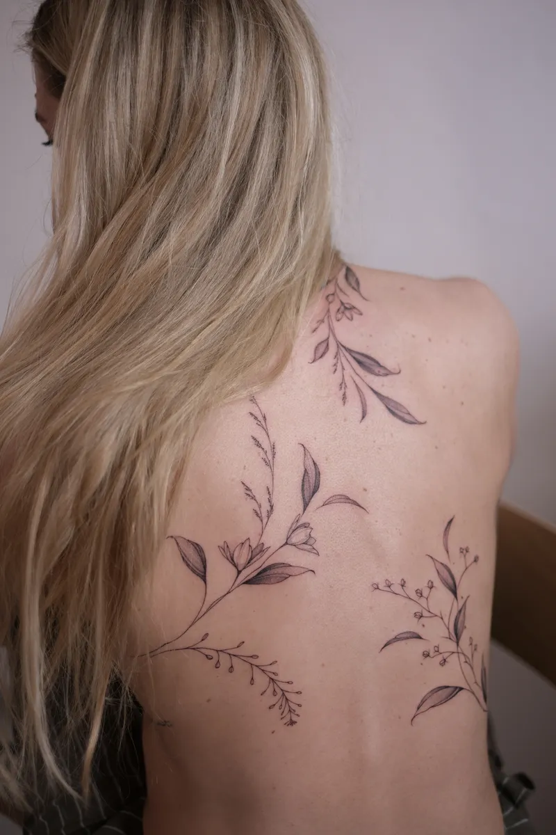 Fineline floral tattoo 4