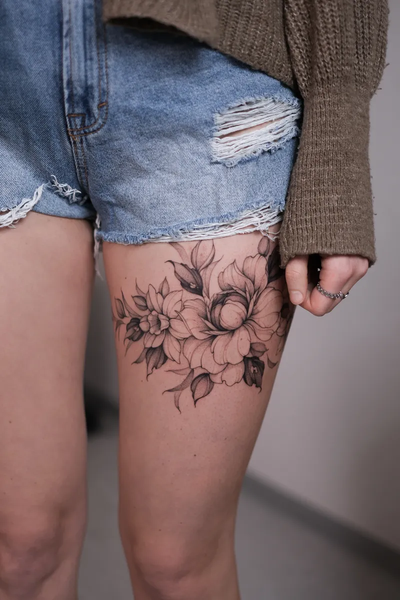 Fineline floral tattoo 5